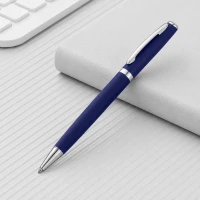 Ручка металлическая soft-touch шариковая «Flow», темно-синий/серебристый