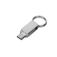 USB 2.0- флешка «Mercury» на 8 Гб с поворотным механизмом и дополнительным разъемом Type-C, серебристый