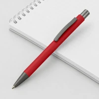 Ручка металлическая soft-touch шариковая «Tender», красный/серый