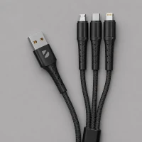 Дата-кабель Armor 3 в 1: micro USB, черный
