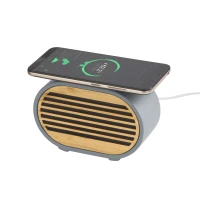 Bluetooth колонка &quot;Stonehenge&quot; 5Вт с беспроводным зарядным устройством, серый/бежевый